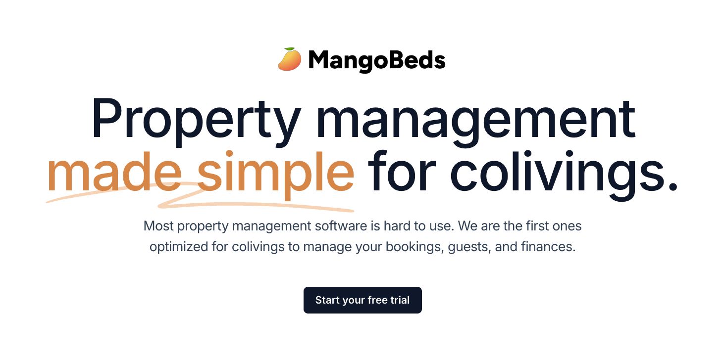 mangobeds management software for colivings